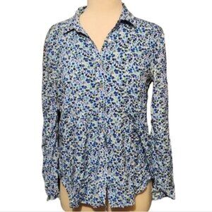 Jane & Delancy Small Flowy Flower Button Up Business Casual Shirt